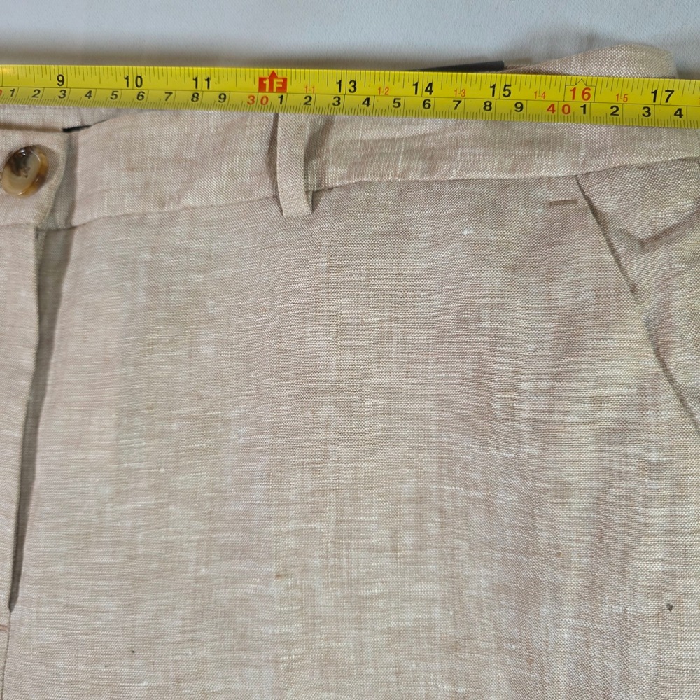 Talbots Southampton Straight Leg 100% Linen Pants Tan Beige 12P Petite NWT - Picture 6 of 10